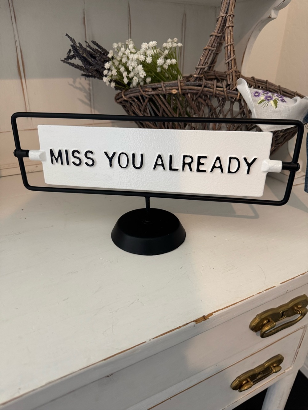 Hearth & Hand Magnolia Reversible Desk Sign Hello There Miss You Already EUC - Picture 2 of 2